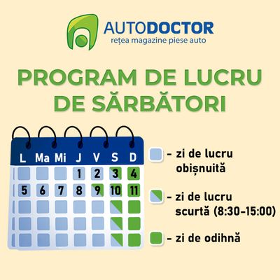 Program de lucru AUTODOCTOR de sărbători